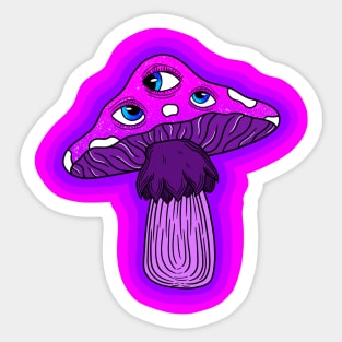 Purple Mushroom Sees All Sticker